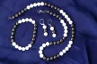Shell pearl 8 mm-es barnásszürke és fehér ékszerszett