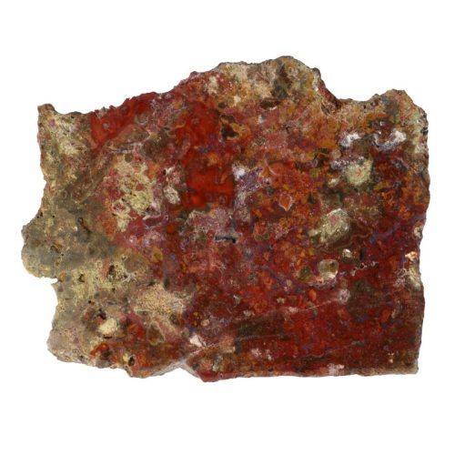 Achát, zöld és sárga opál, piros jáspis kalcedonnal egyoldalon csiszolt ásvány szelet 195x95x10 mm (magyar)