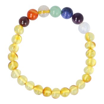 Csakra karkötő borostyán