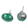 Cabochon fülbevaló, malachit, 8x10 mm