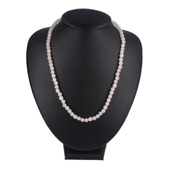Rózsakvarc nyaklánc fazettált golyós 6 mm 45 cm-es