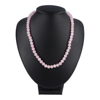   Rózsakvarc nyaklánc "A" fazettált golyós 8 mm 45 cm-es