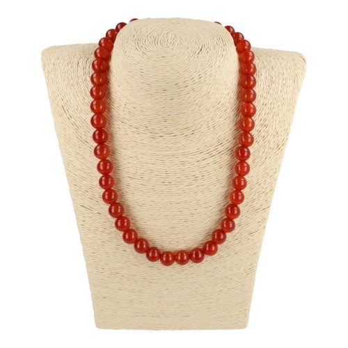 Karneol nyaklánc golyós 10 mm 45 cm-es