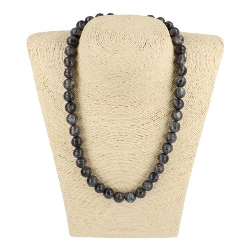 Labradorit nyaklánc larvikit golyós 10 mm 45 cm-es
