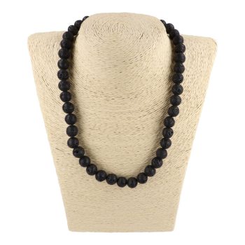 Lávakő nyaklánc golyós 10 mm 45 cm-es
