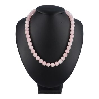 Rózsakvarc nyaklánc golyós 10 mm 45 cm-es
