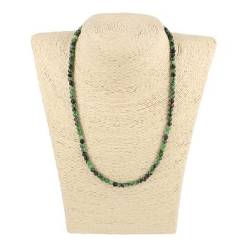 Rubinos zoizit nyaklánc "AA" golyós 4 mm 45 cm-es