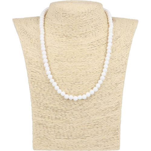 Festett jáde nyaklánc golyós fehér 6 mm 45 cm-es