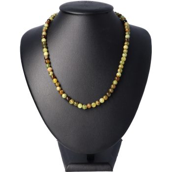 Gránát zöld nyaklánc golyós 6 mm 45 cm-es