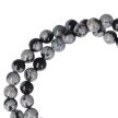 Hópehely obszidián nyaklánc golyós 6 mm 45 cm-es