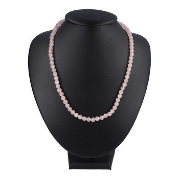 Rózsakvarc nyaklánc golyós 6 mm 45 cm-es