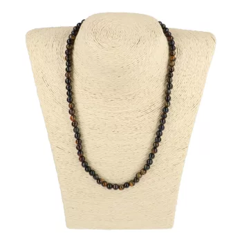 Sólyomszemes tigrisszem nyaklánc golyós 6 mm 45 cm-es