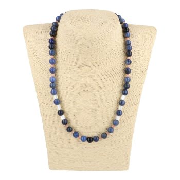 Lazán - dumortierit, rodokrozit nyaklánc, gyöngyházzal