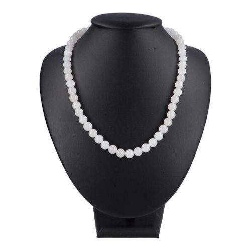 Fehér jáde nyaklánc golyós 8 mm 45 cm-es