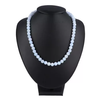 Festett jáde nyaklánc égkék golyós 8 mm 45 cm-es