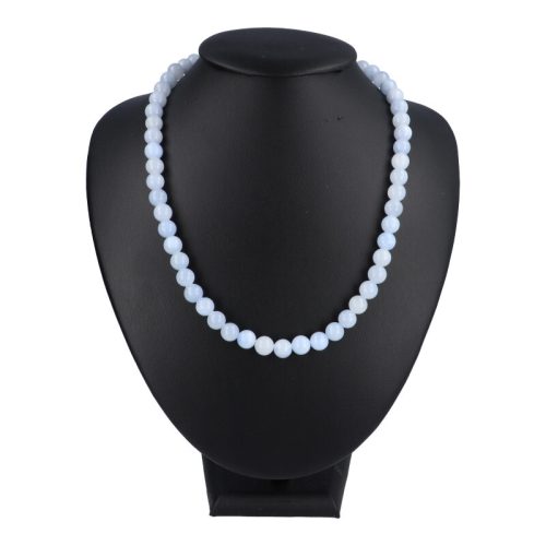 Festett jáde nyaklánc égkék golyós 8 mm 45 cm-es