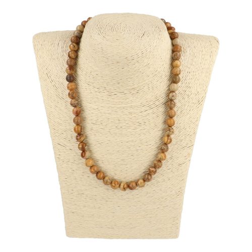Képjáspis nyaklánc golyós 8 mm 45 cm-es