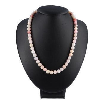 Rózsaopál nyaklánc golyós 8 mm 45 cm-es