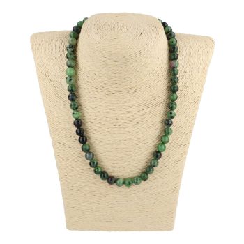 Rubinos zoizit nyaklánc "AA" golyós 8 mm 45 cm-es