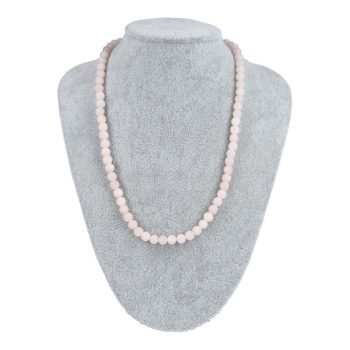 Rózsakvarc nyaklánc matt golyós 6 mm 45 cm-es