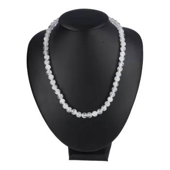 Roppantott kvarc nyaklánc golyós 8 mm 45 cm-es
