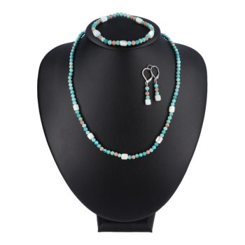   Feloldás - türkiz, hubei, rodokrozittal és gyöngyházzal, ékszerszett