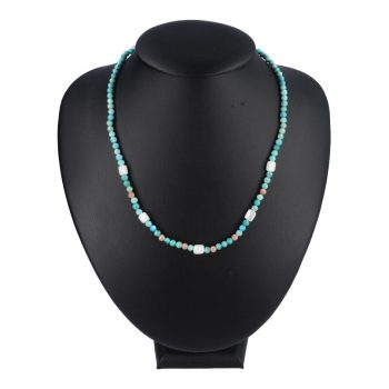   Feloldás egyedi nyaklánc- türkiz, hubei, rodokrozittal és gyöngyházzal