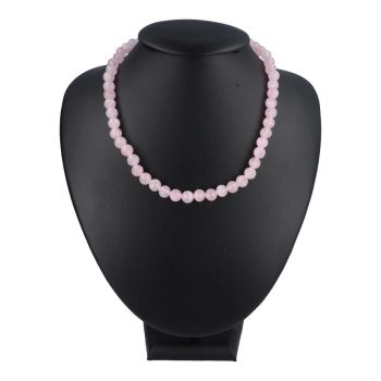   Rózsakvarc nyaklánc "A" fazettált golyós 8 mm 40 cm-es