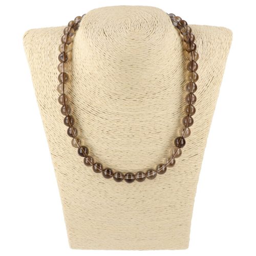 Füstkvarc nyaklánc golyós 10 mm 40 cm-es