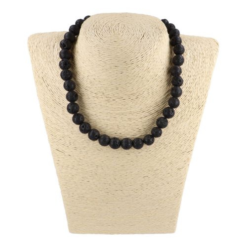 Lávakő nyaklánc golyós 10 mm 40 cm-es