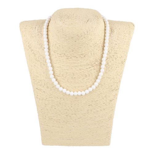 Festett jáde nyaklánc golyós fehér 6 mm 40 cm-es