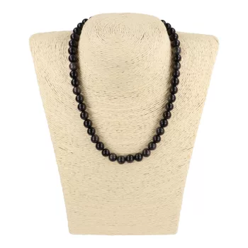 Ezüst obszidián nyaklánc golyós 8 mm 40 cm-es