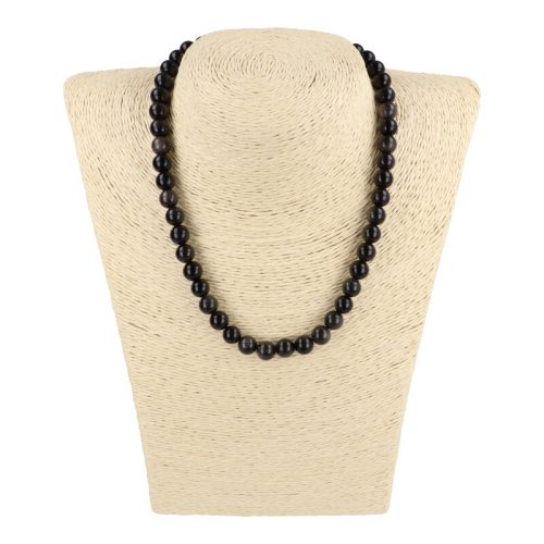 Ezüst obszidián nyaklánc golyós 8 mm 40 cm-es