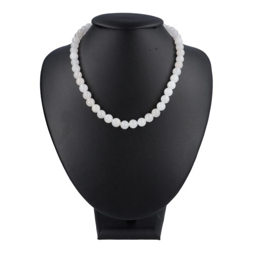 Fehér jáde nyaklánc golyós 8 mm 40 cm-es