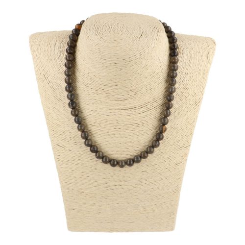Fekete képjáspis nyaklánc golyós 8 mm 40 cm-es