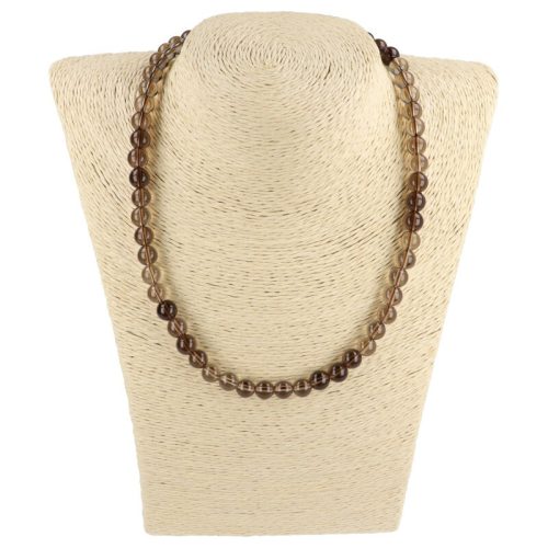 Füstkvarc nyaklánc "A" golyós 8 mm 40 cm-es