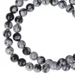 Hópehely obszidián nyaklánc golyós 8 mm 40 cm-es