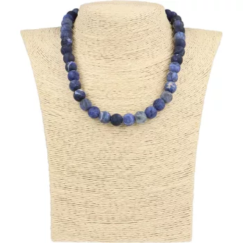 Szodalit "E" nyaklánc matt golyós 10 mm 40 cm-es