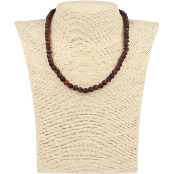 Piros tigrisszem nyaklánc matt golyós 6 mm 40 cm-es