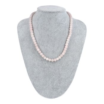 Rózsakvarc nyaklánc matt golyós 6 mm 40 cm-es