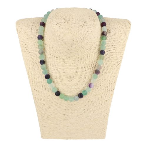 Fluorit nyaklánc vegyes színű matt golyós 8 mm 40 cm-es