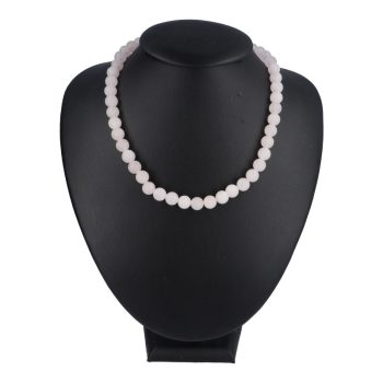 Rózsakvarc nyaklánc matt golyós 8 mm 40 cm-es