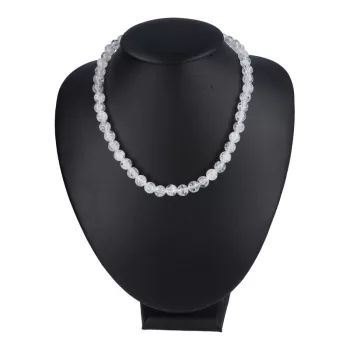 Roppantott kvarc nyaklánc golyós 8 mm 40 cm-es