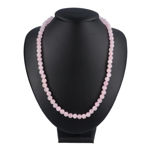 Rózsakvarc nyaklánc "A" fazettált golyós 8 mm 50 cm-es 