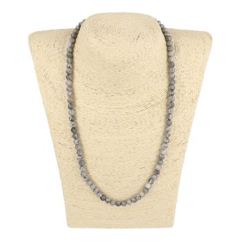 Szürke képjáspis nyaklánc golyós 6 mm 50 cm