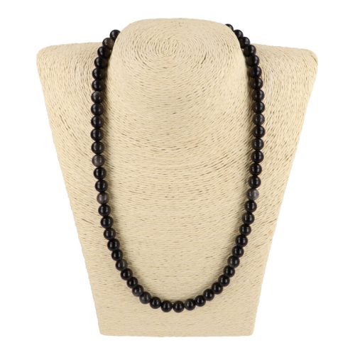 Ezüst obszidián nyaklánc golyós 8 mm 50 cm-es