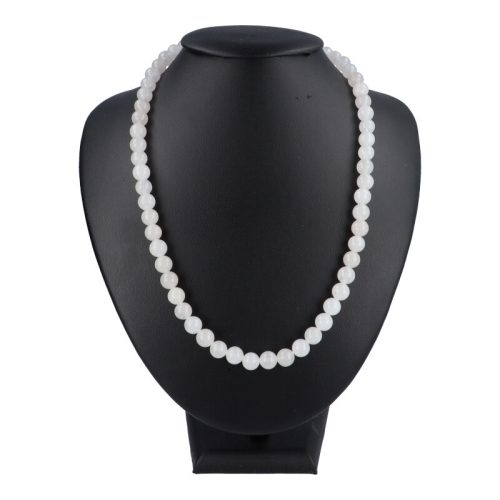 Fehér jáde nyaklánc golyós 8 mm 50 cm-es