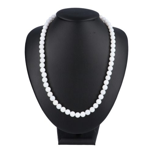 Festett jáde nyaklánc golyós fehér 8 mm 50 cm-es