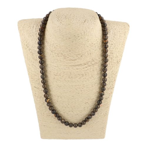 Fekete képjáspis nyaklánc golyós 8 mm 50 cm-es