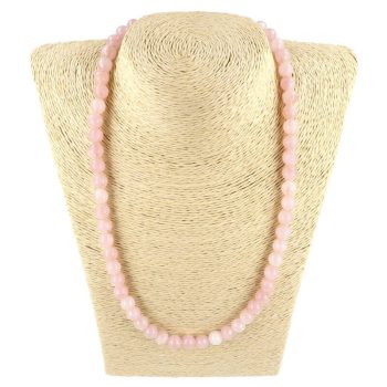 Rózsakvarc nyaklánc "AA" golyós 8 mm 50 cm-es